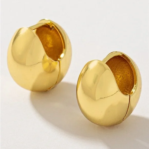 Gold Puffy Small Huggie Earrings (9009) - Picture 3 of 5